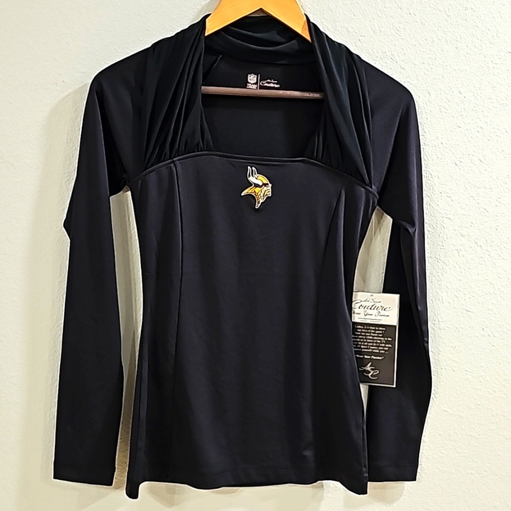 All Sport Couture Minnesota Vikings Long Sleeve Top NWT NFL Size XS